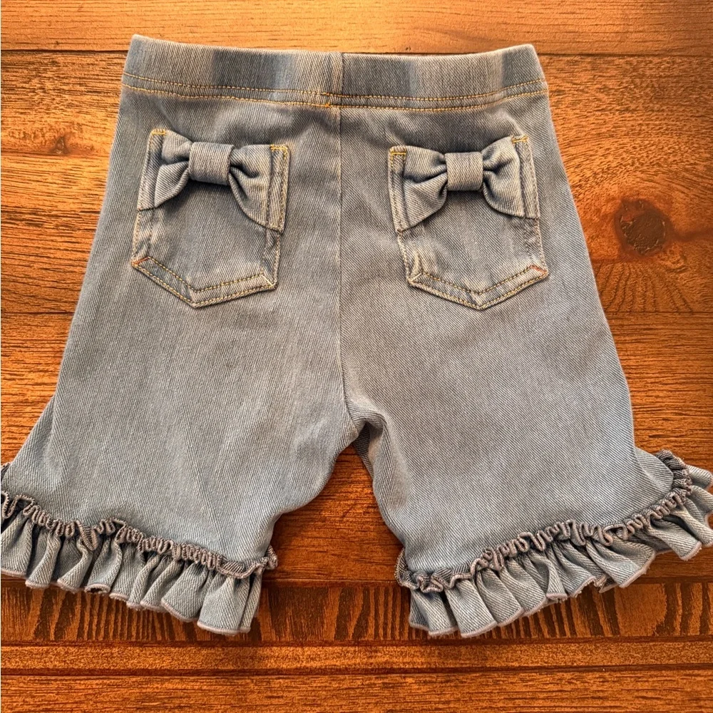 Matilda Jane Denim Blue Ruffle Shorts with Bows Girls Size 6 Ruffles